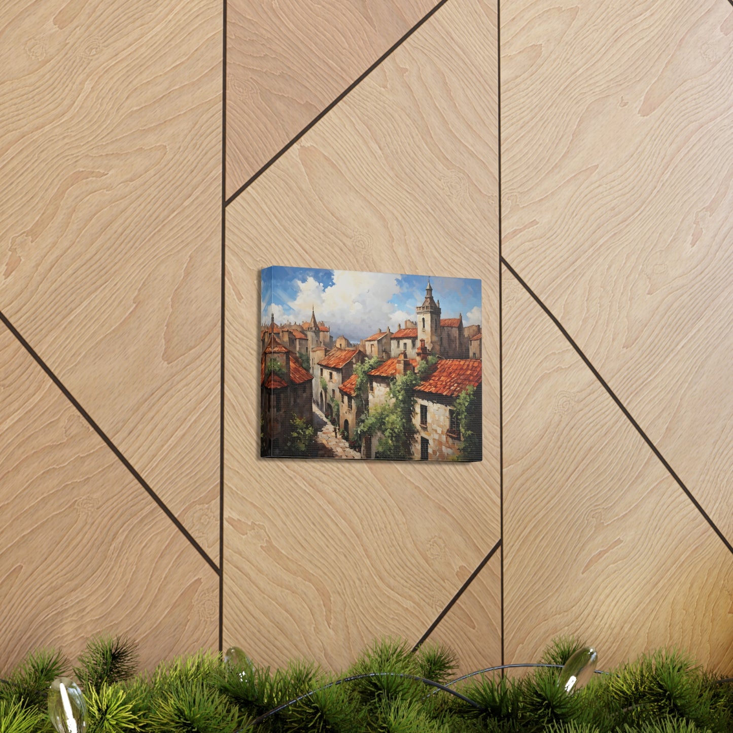 Aged Cityscape: Classic Oil Painting Wall Décor