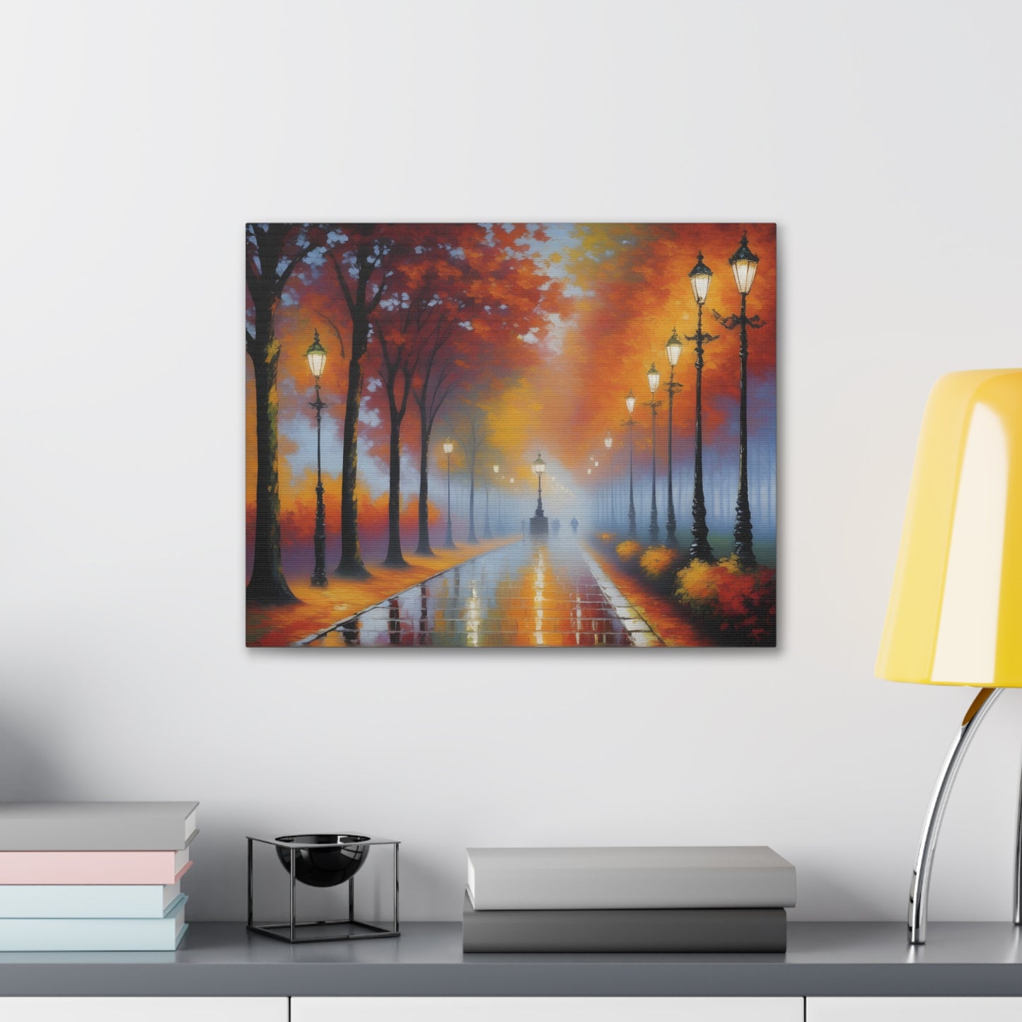 Lamp Post Serenity: Classic Oil Painting Wall Décor