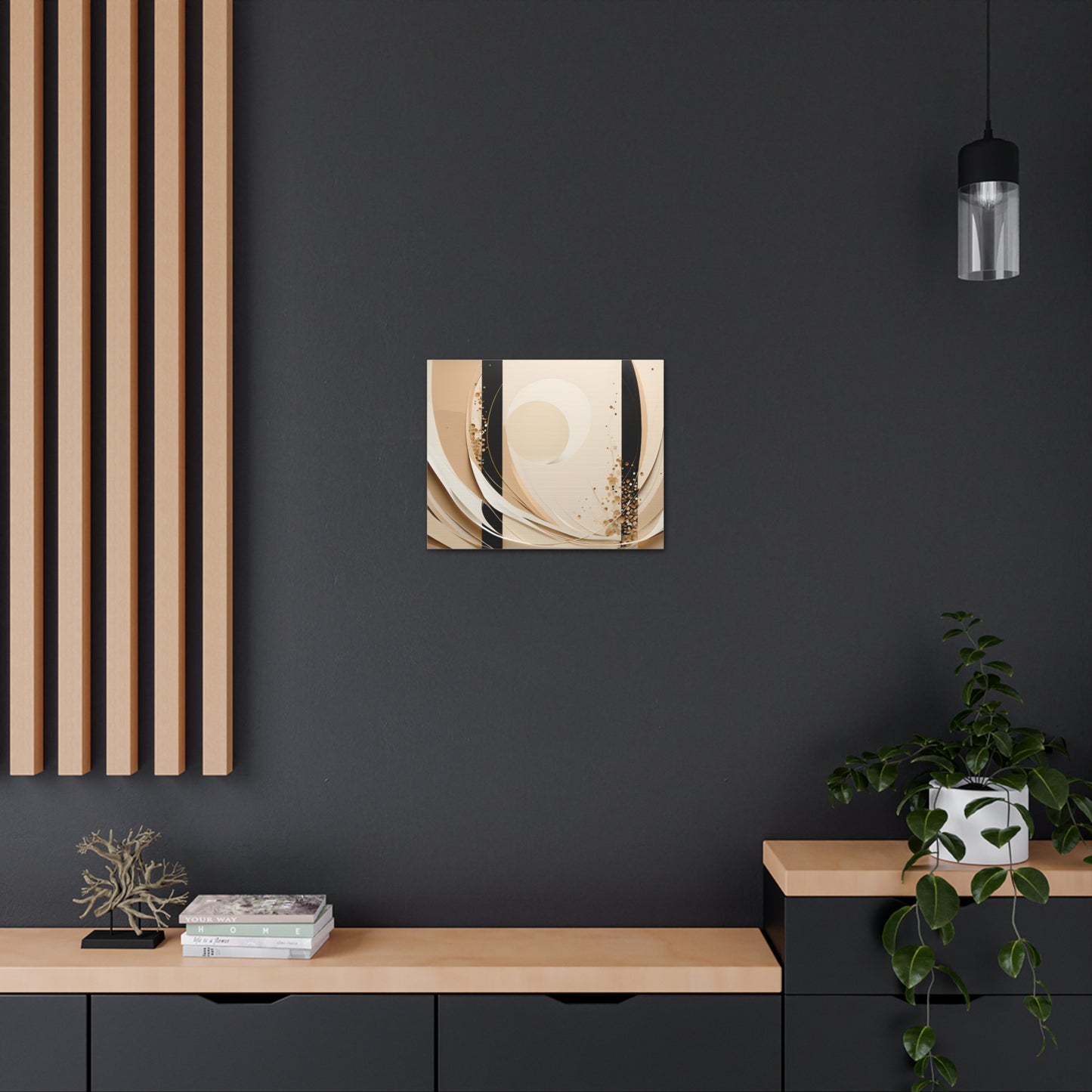 Subtle Crescent: Abstract Beige Wall Décor