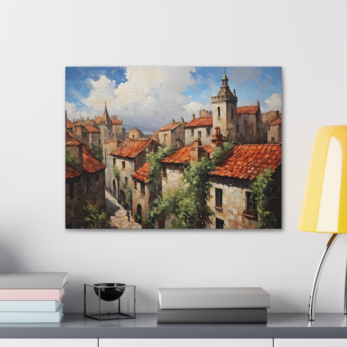 Aged Cityscape: Classic Oil Painting Wall Décor