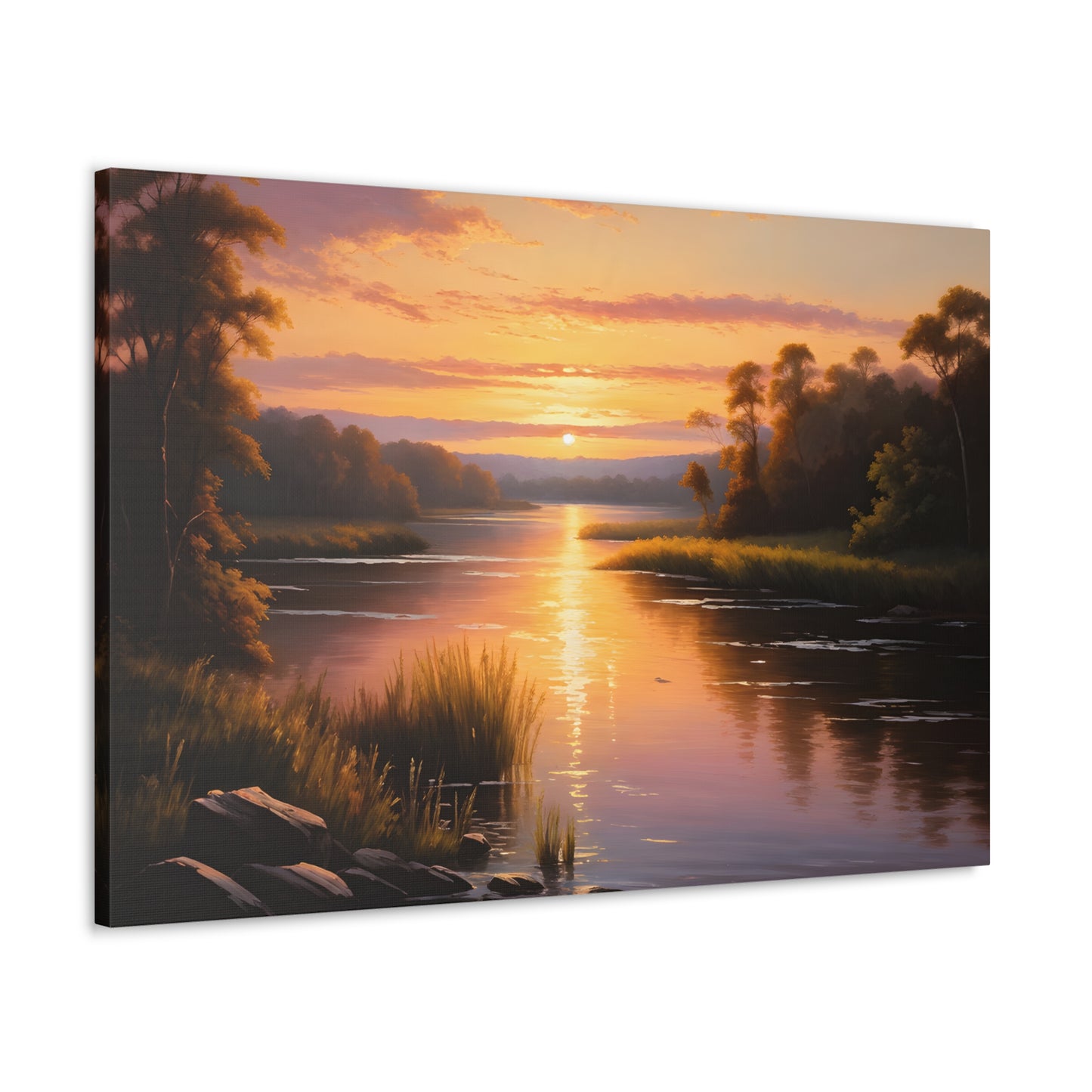 Lush Riverside: Classic Oil Painting Wall Décor