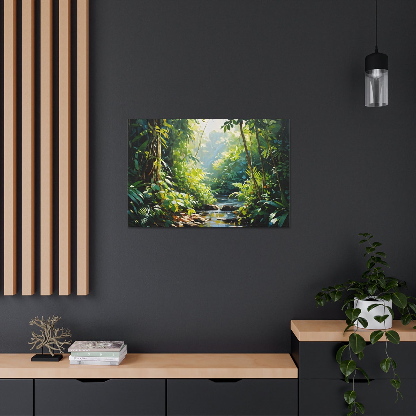 Verdant Stream: Classic Oil Painting Wall Décor