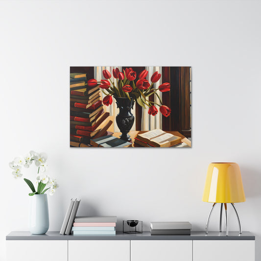 Drenched Tulips: Classic Oil Painting Wall Décor