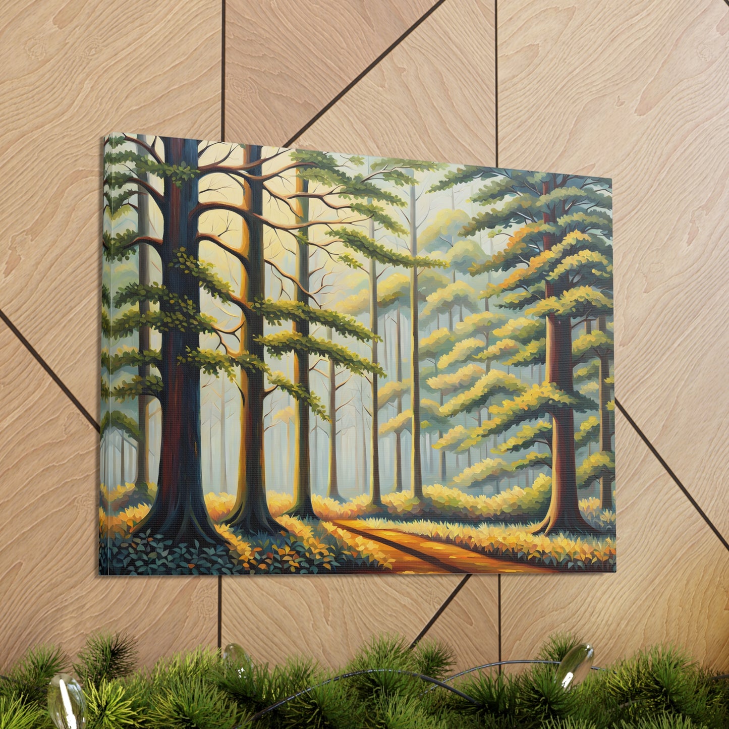 Evergreen Vista: Classic Oil Painting Wall Décor