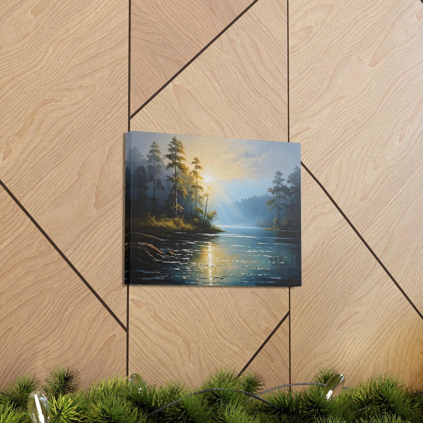 Foggy Lakeside: Classic Oil Painting Wall Décor