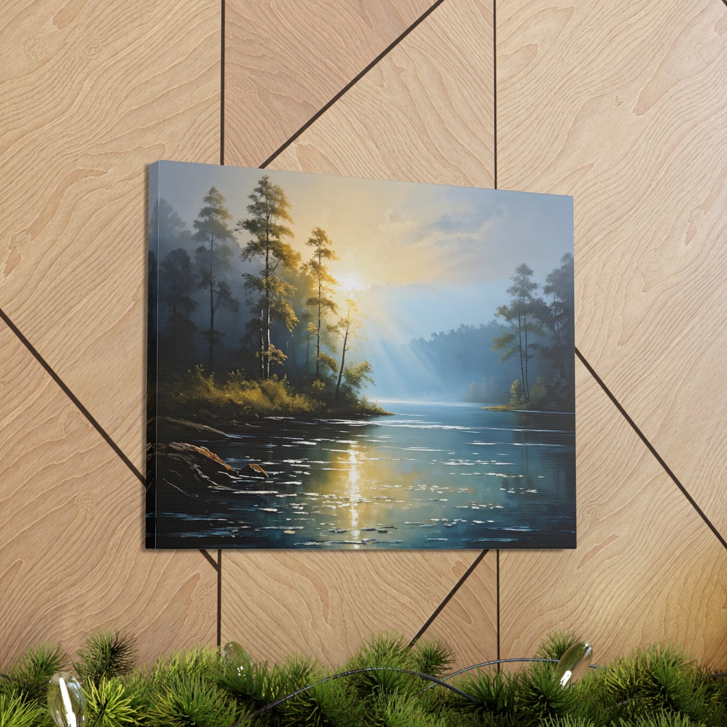 Foggy Lakeside: Classic Oil Painting Wall Décor