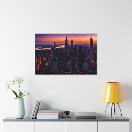 Twilight Radiance: Cityscape Wall Décor