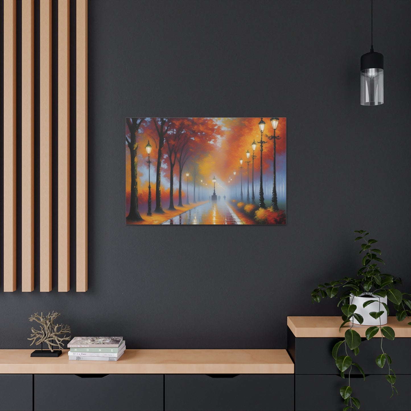 Lamp Post Serenity: Classic Oil Painting Wall Décor