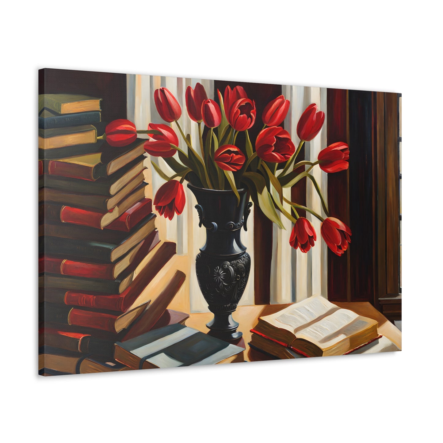 Drenched Tulips: Classic Oil Painting Wall Décor