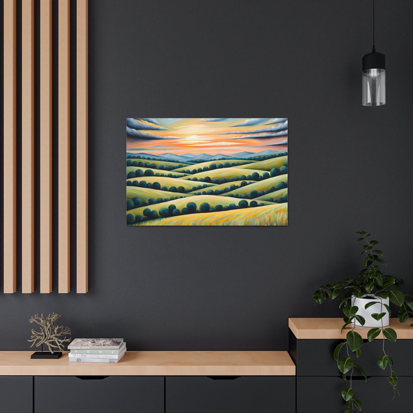 Verdant Hillside: Classic Oil Painting Wall Décor