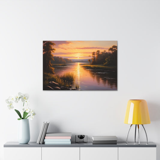 Lush Riverside: Classic Oil Painting Wall Décor