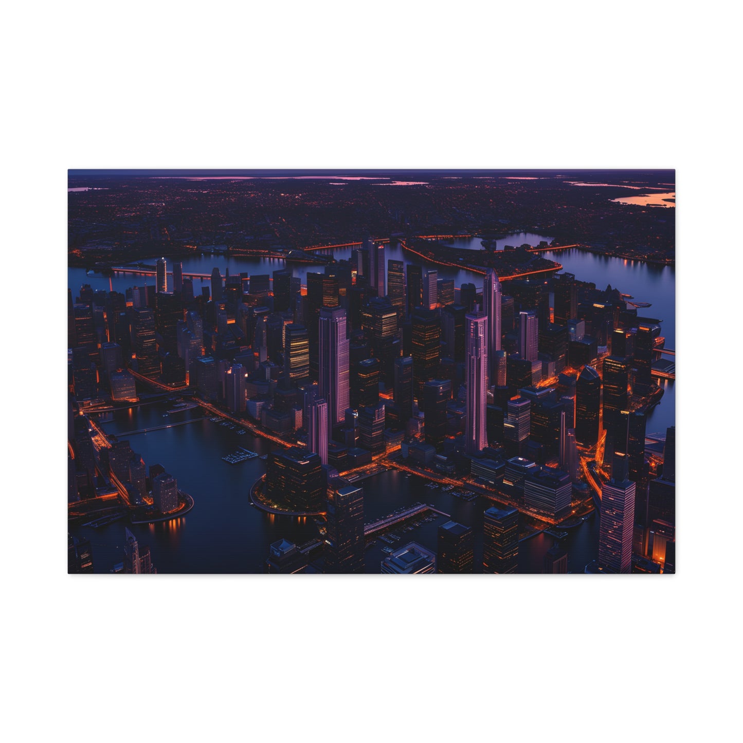 Dusk Over Downtown: Cityscape Wall Décor