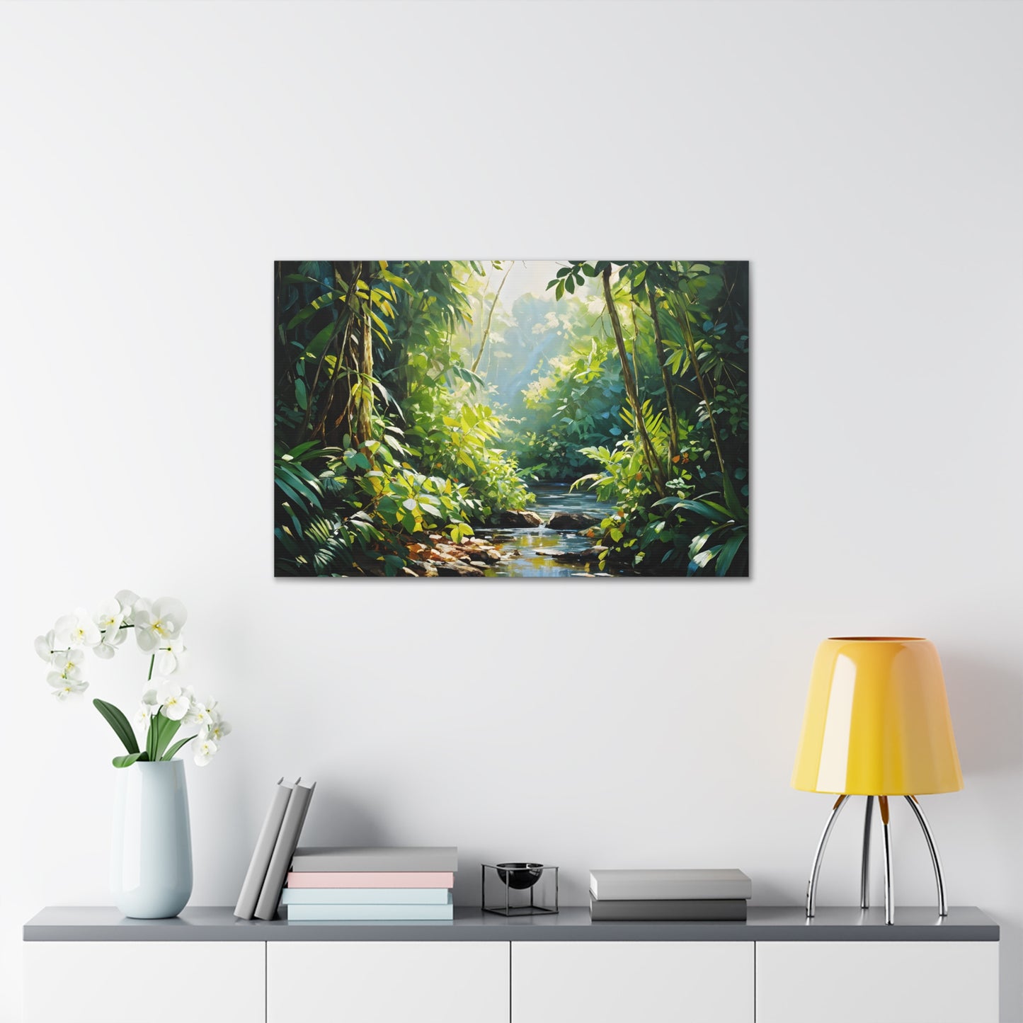 Verdant Stream: Classic Oil Painting Wall Décor