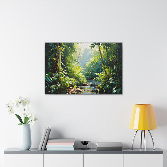 Verdant Stream: Classic Oil Painting Wall Décor