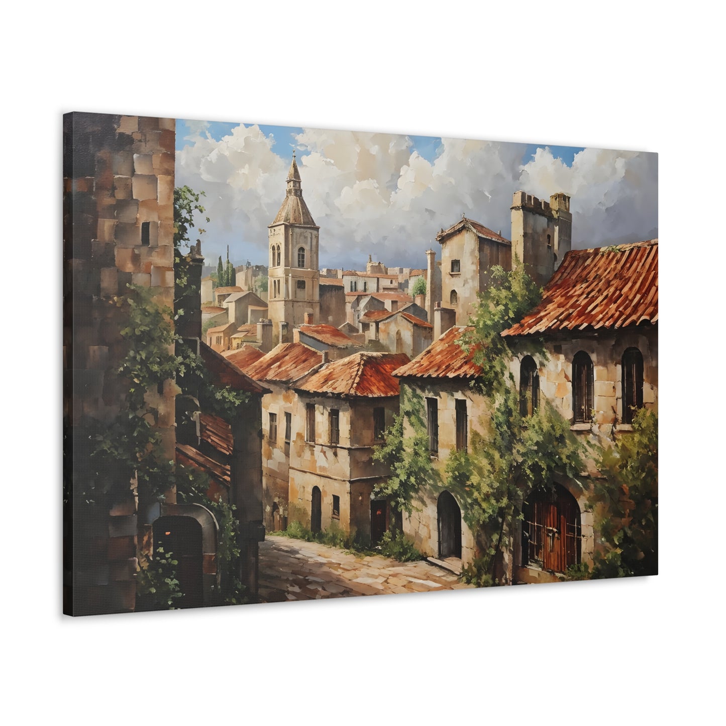 Abandoned Cobblestone: Classic Oil Painting Wall Décor