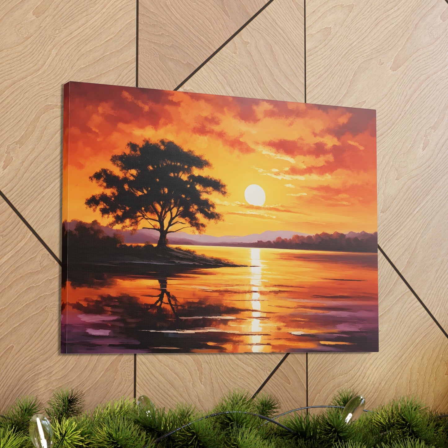 Sunset Cascade: Classic Oil Painting Wall Décor