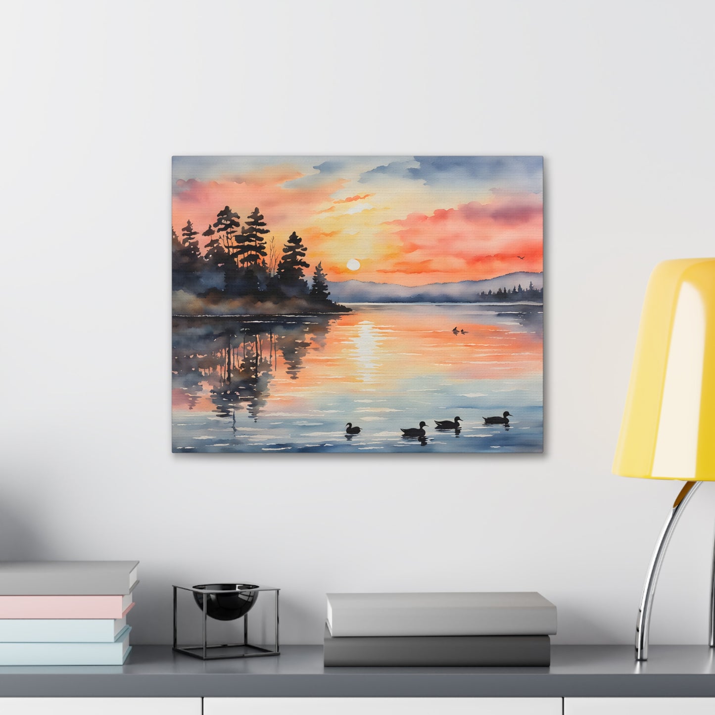 Lakeside Serenity: Watercolor Wall Décor