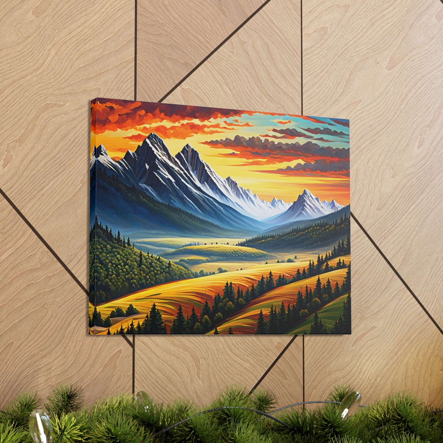 Mountain Echo: Classic Oil Painting Wall Décor