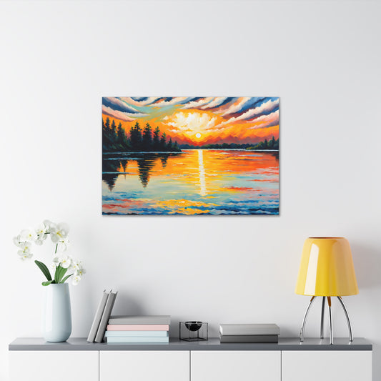 Serene Sunset: Classic Oil Painting Wall Décor