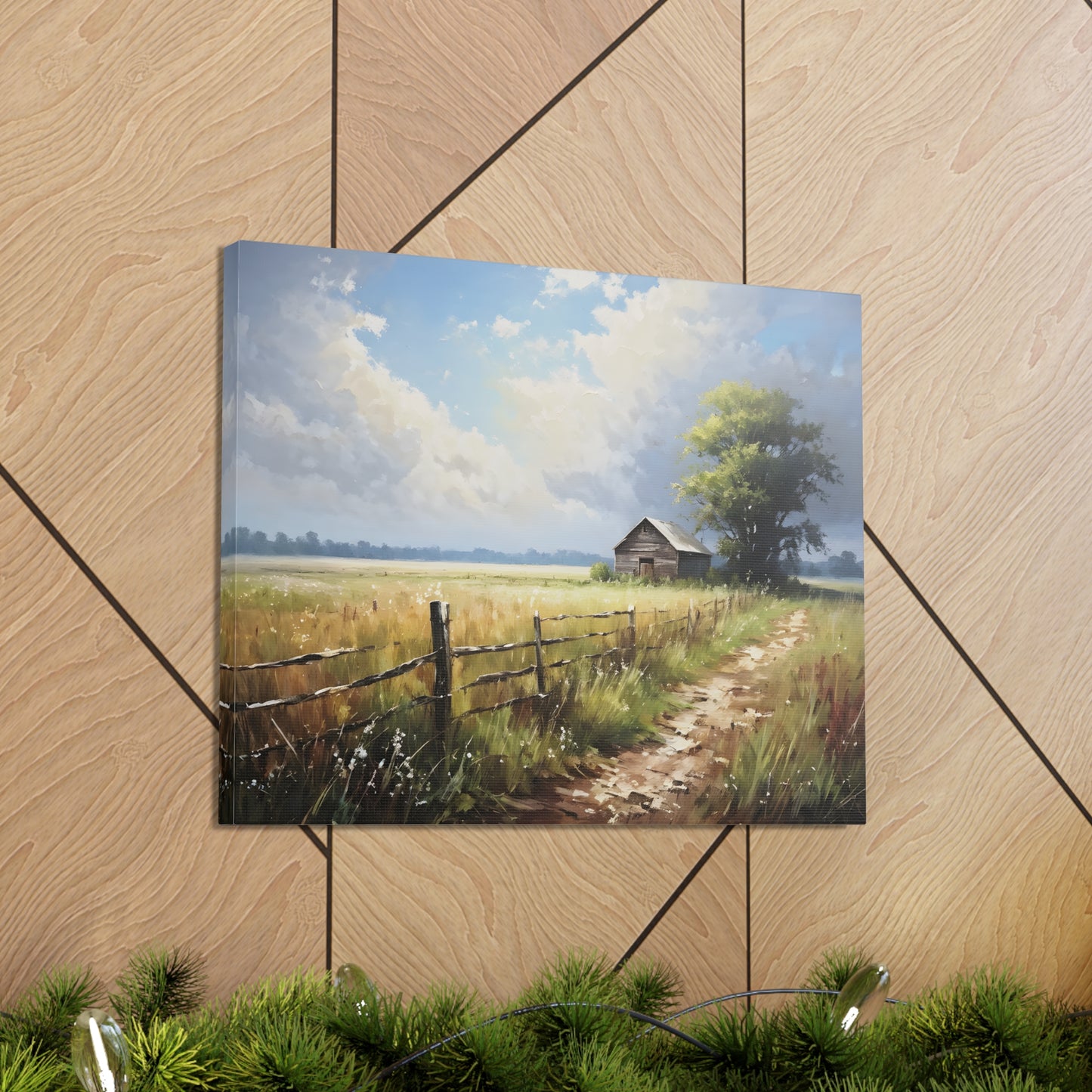 Rustic Countryside: Classic Oil Painting Wall Décor