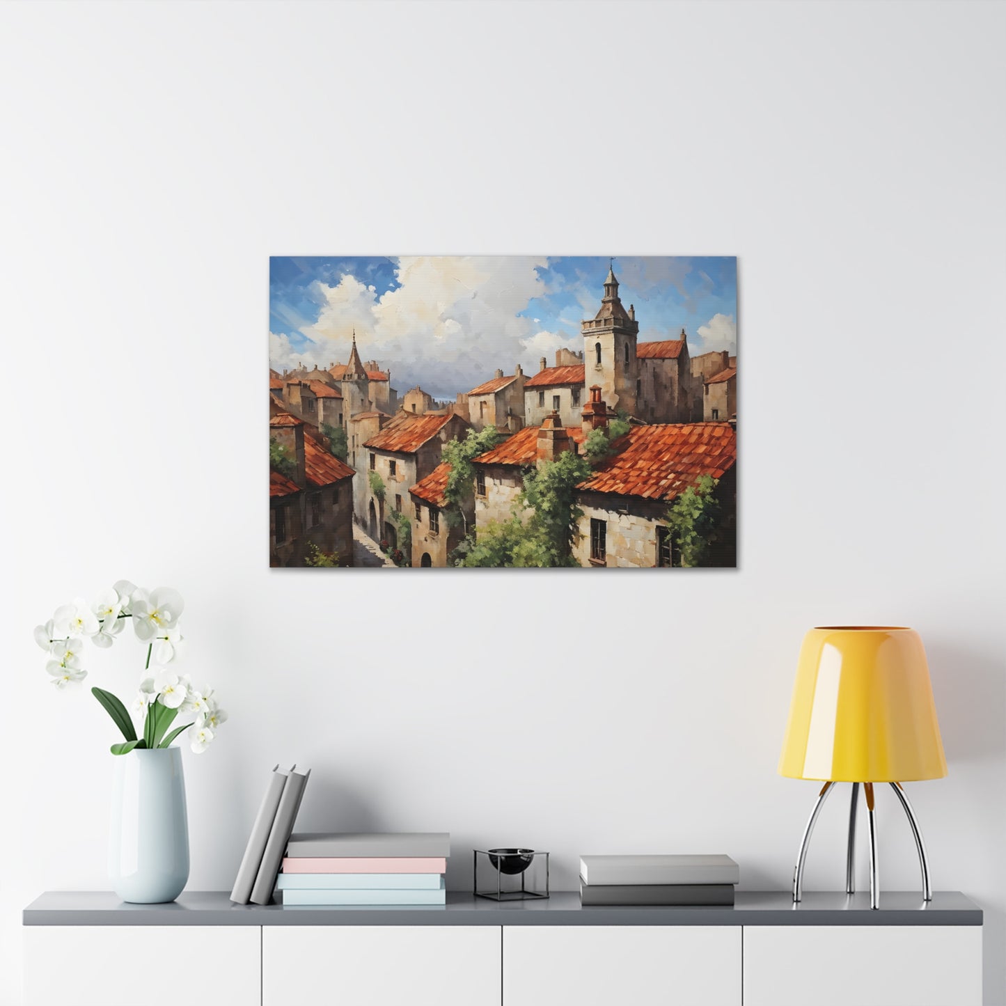 Aged Cityscape: Classic Oil Painting Wall Décor