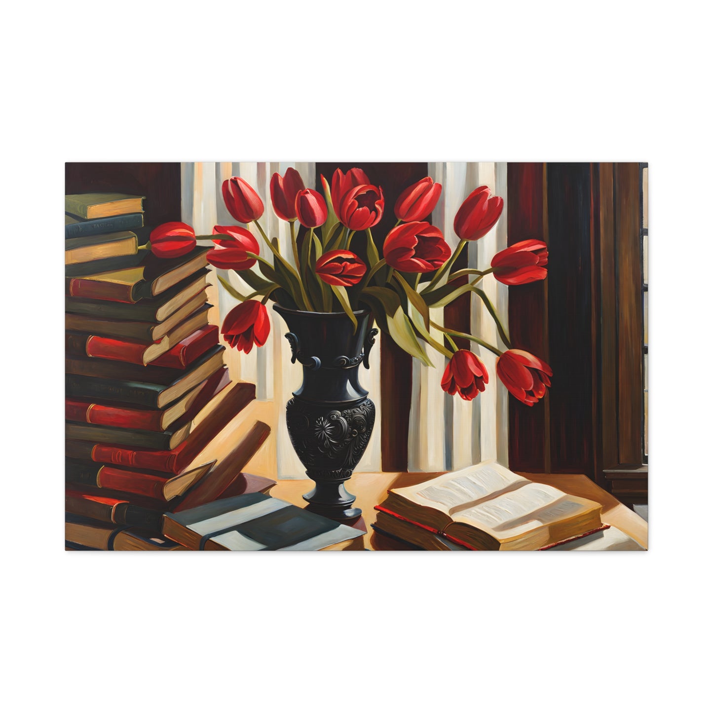 Drenched Tulips: Classic Oil Painting Wall Décor