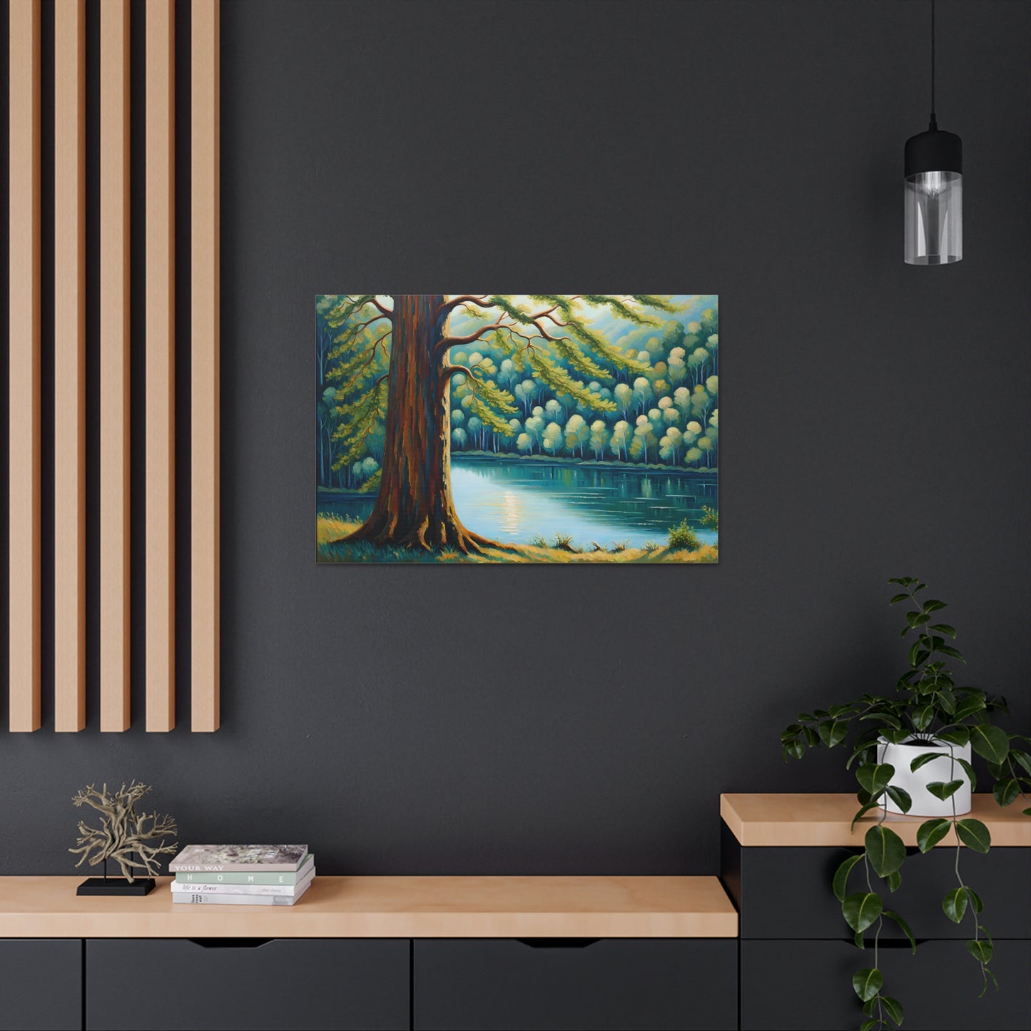 Peaceful River: Classic Oil Painting Wall Décor