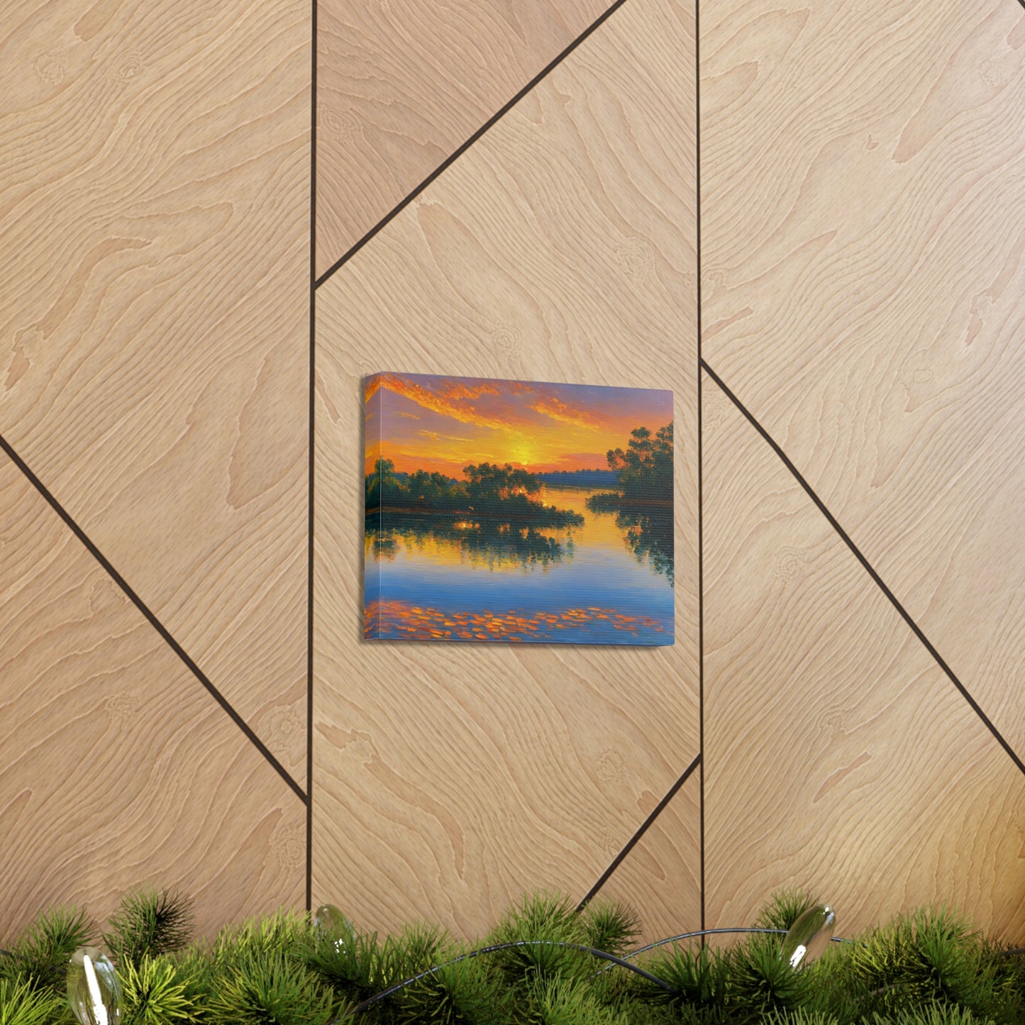 Serene Lakeside: Classic Oil Painting Wall Décor