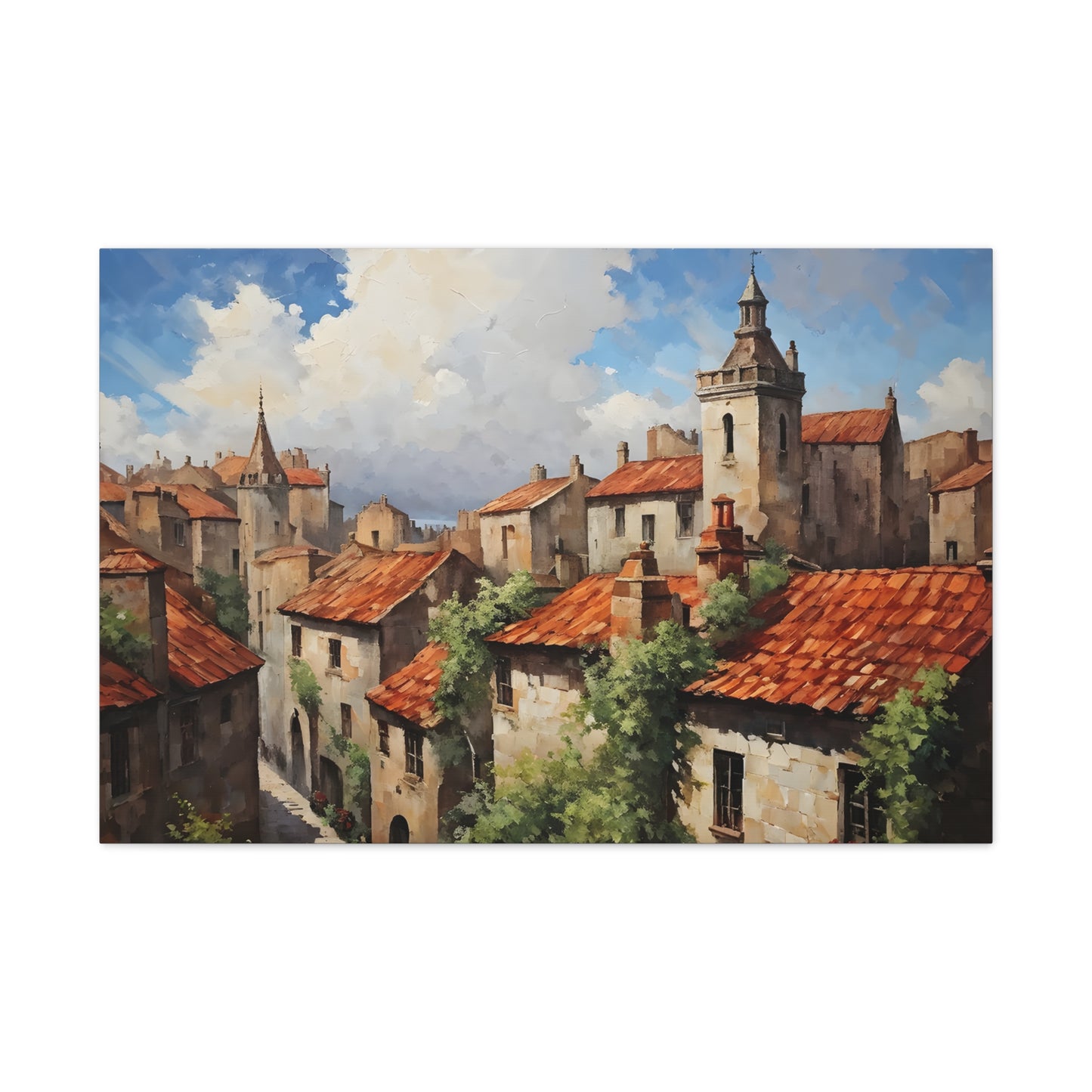 Aged Cityscape: Classic Oil Painting Wall Décor