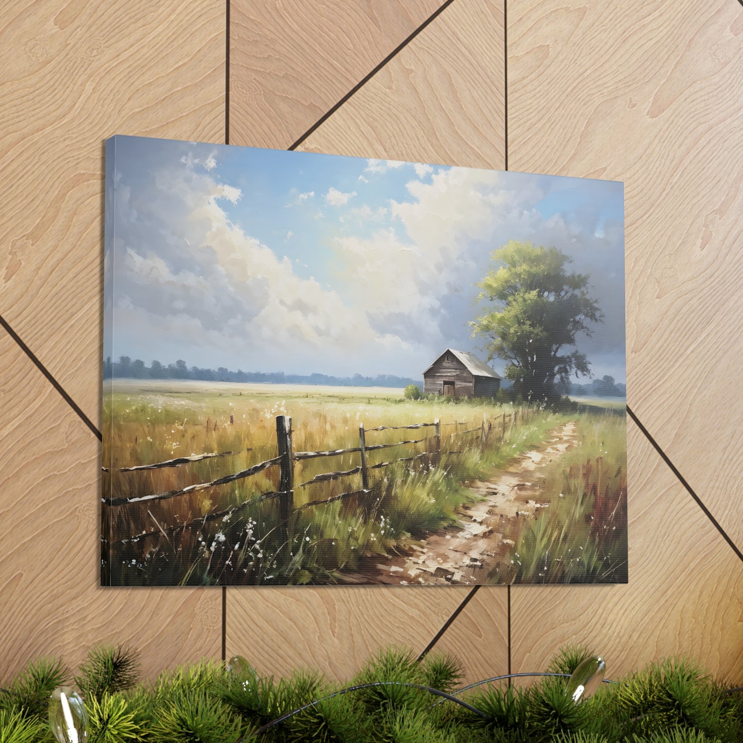 Rustic Countryside: Classic Oil Painting Wall Décor