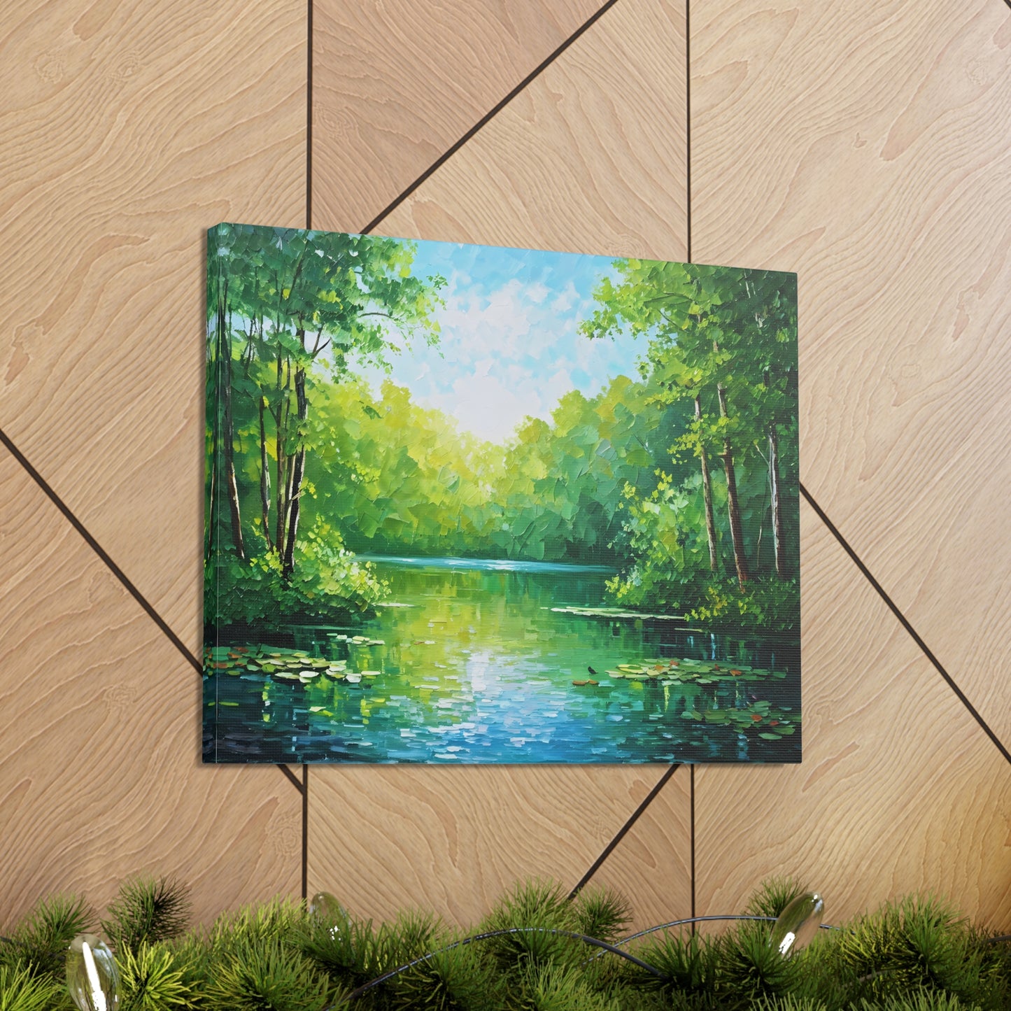 Serene Lagoon: Classic Oil Painting Wall Décor