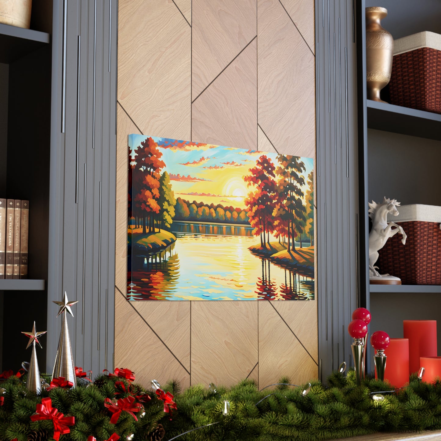 Crimson Horizon: Classic Oil Painting Wall Décor