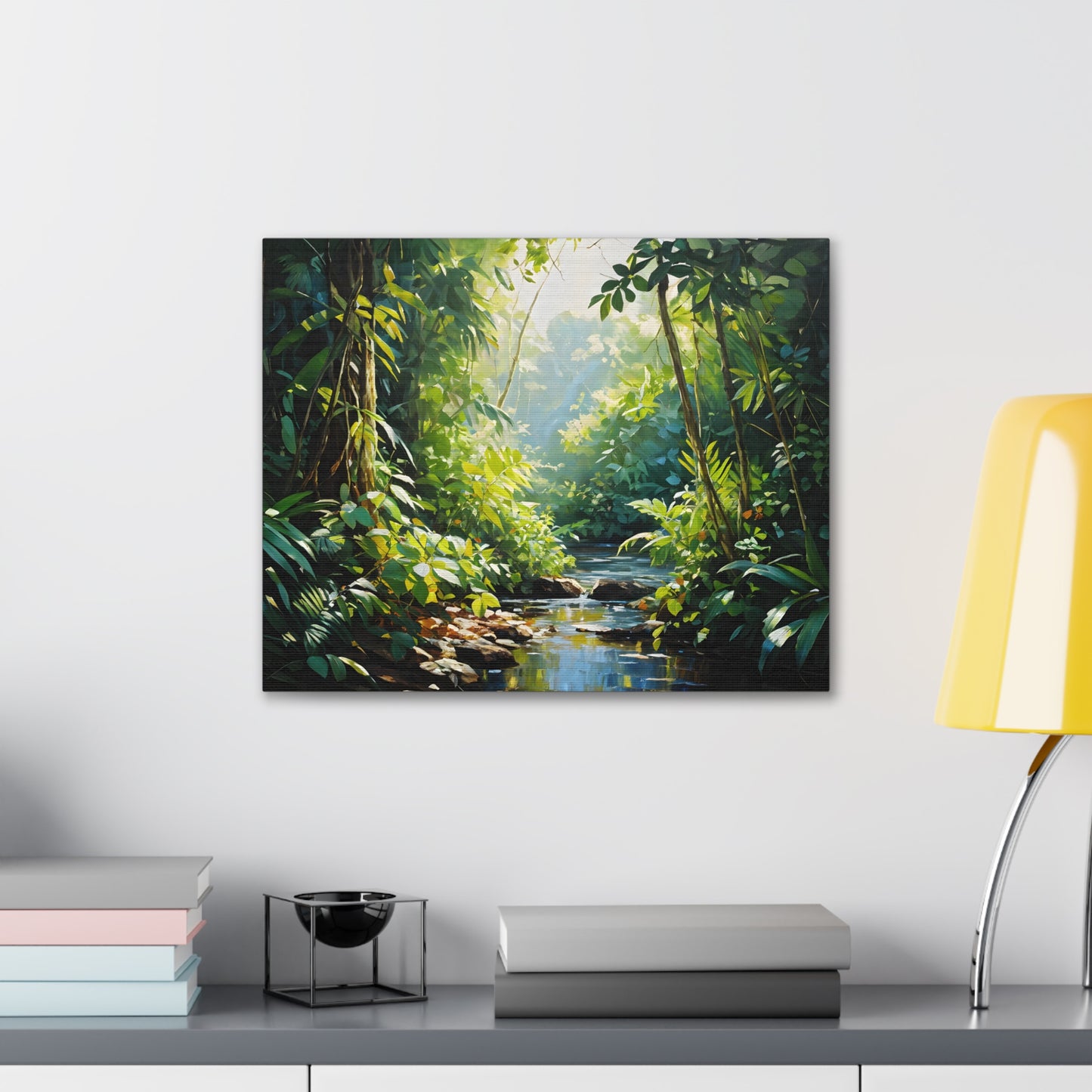 Verdant Stream: Classic Oil Painting Wall Décor