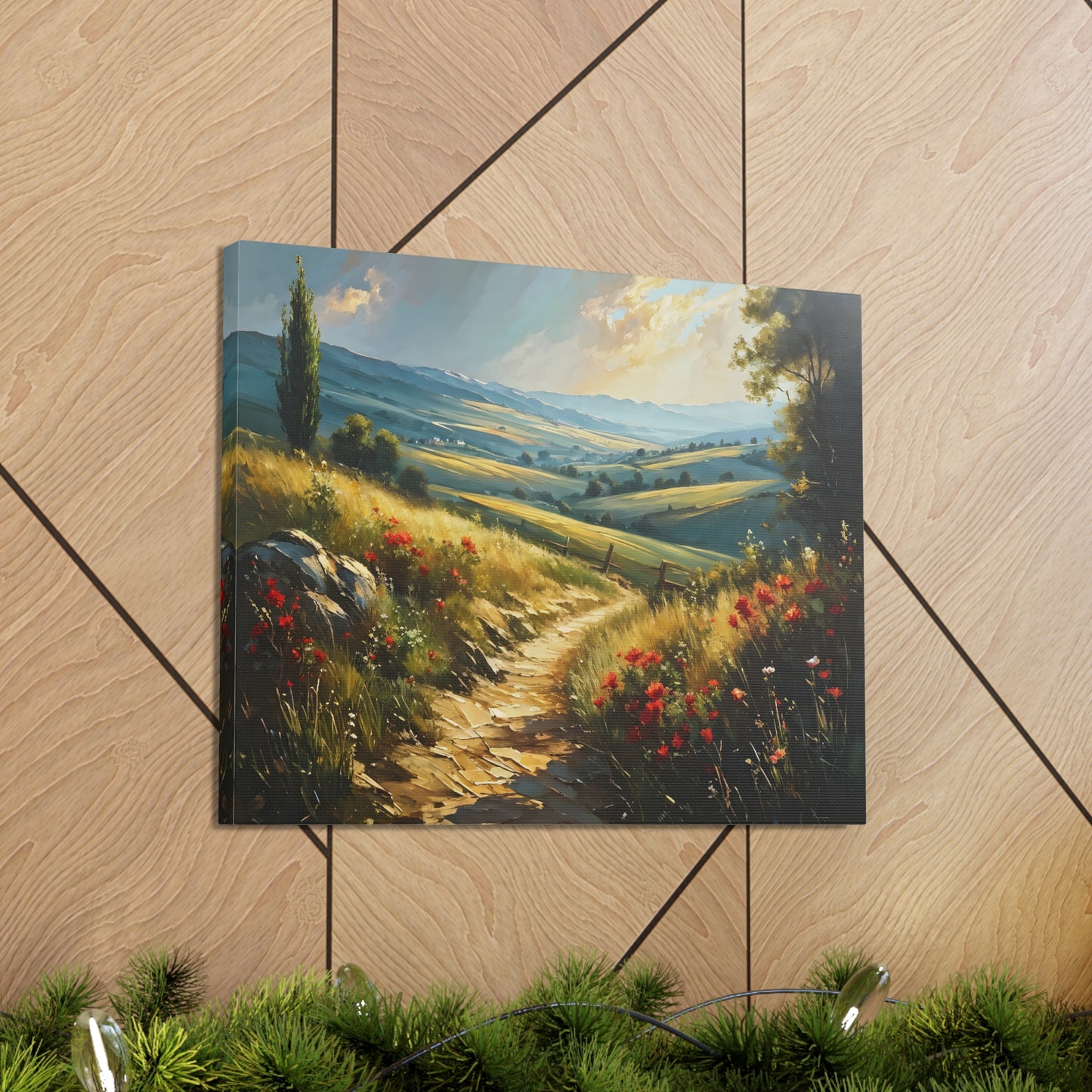 Serene Hillside: Classic Oil Painting Wall Décor