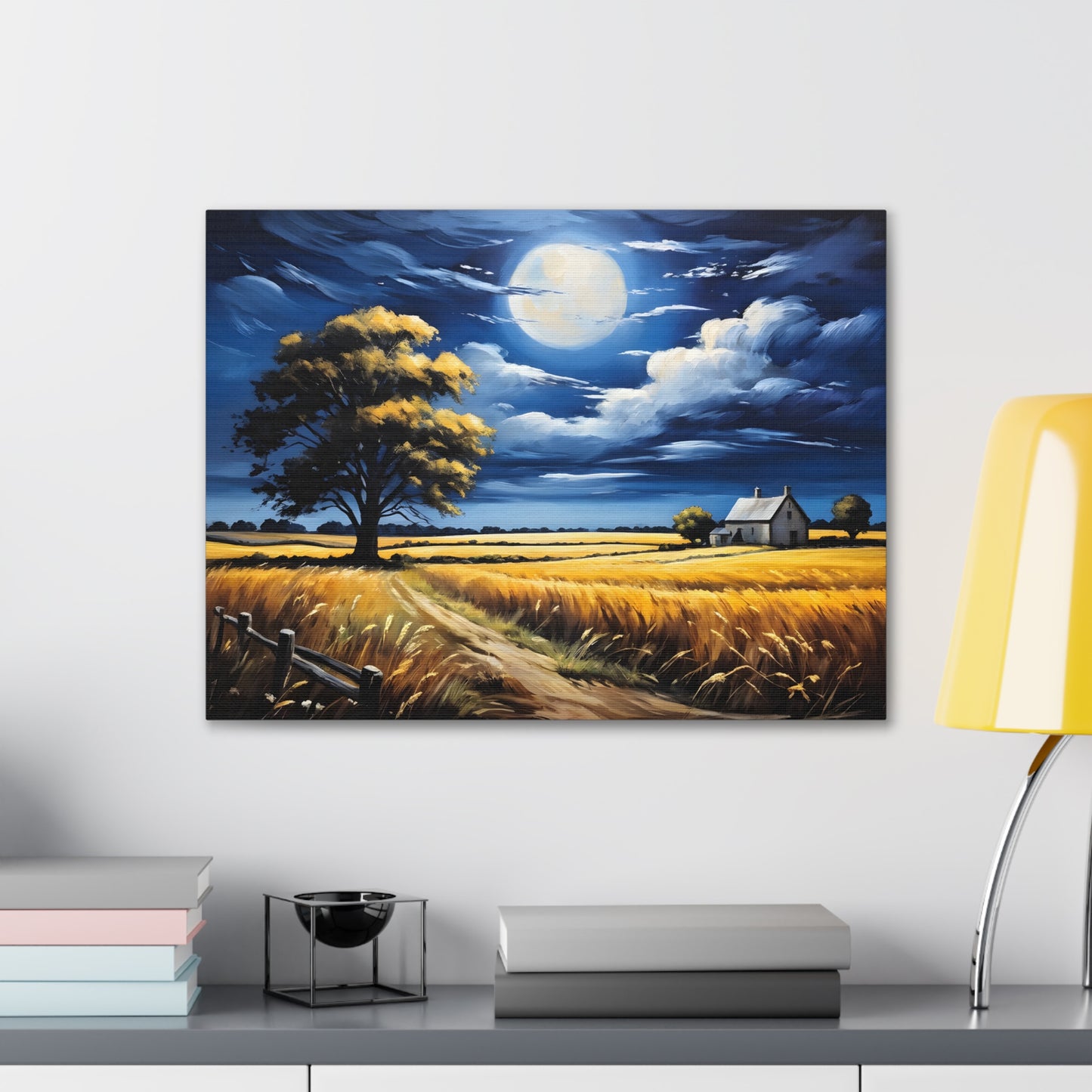 Moonlit Valley: Classic Oil Painting Wall Décor