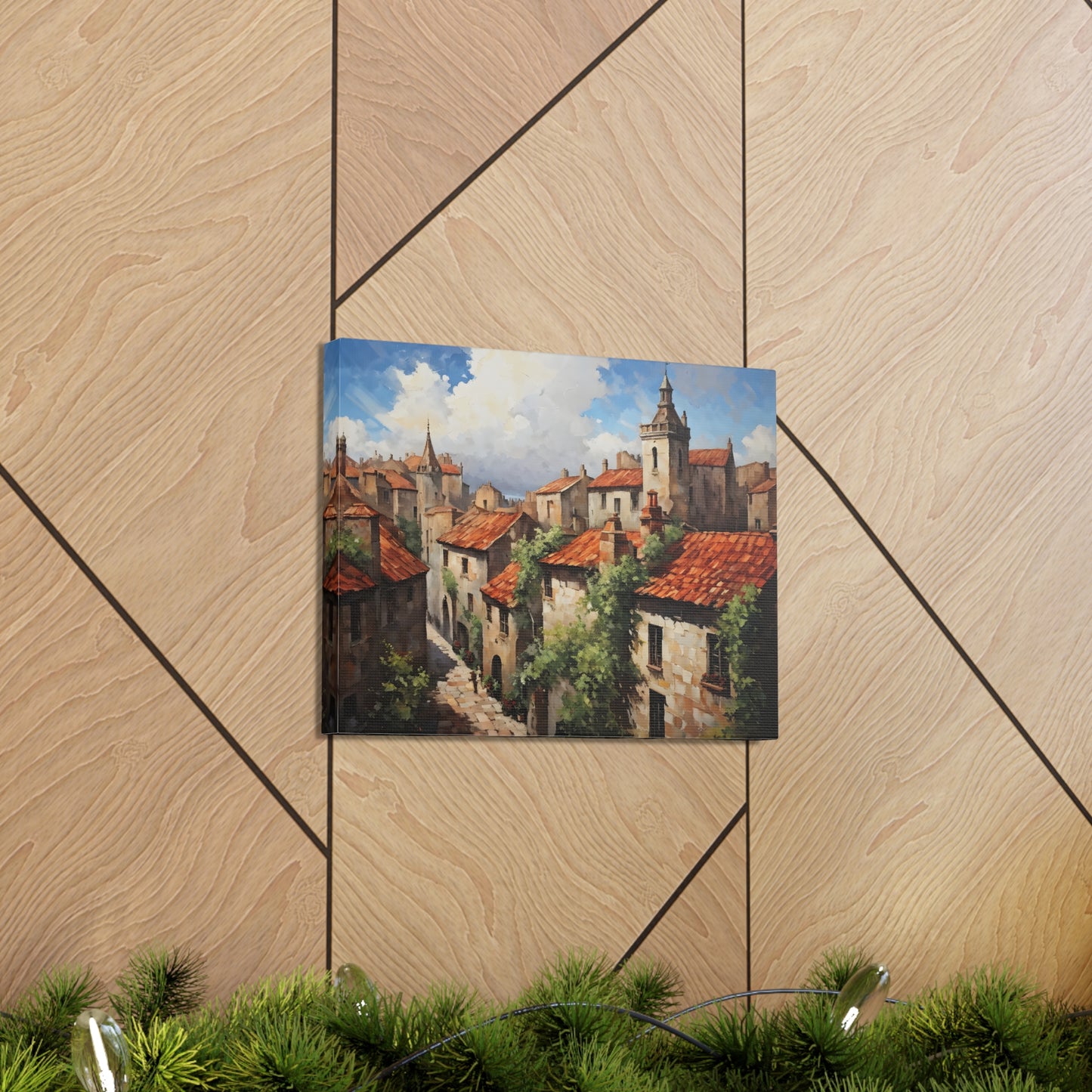 Aged Cityscape: Classic Oil Painting Wall Décor