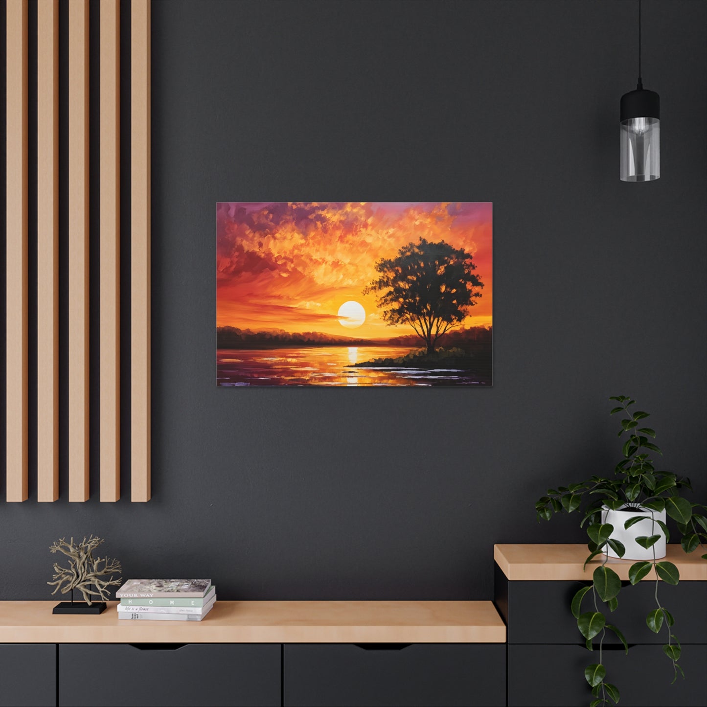 Golden Sunset: Classic Oil Painting Wall Décor