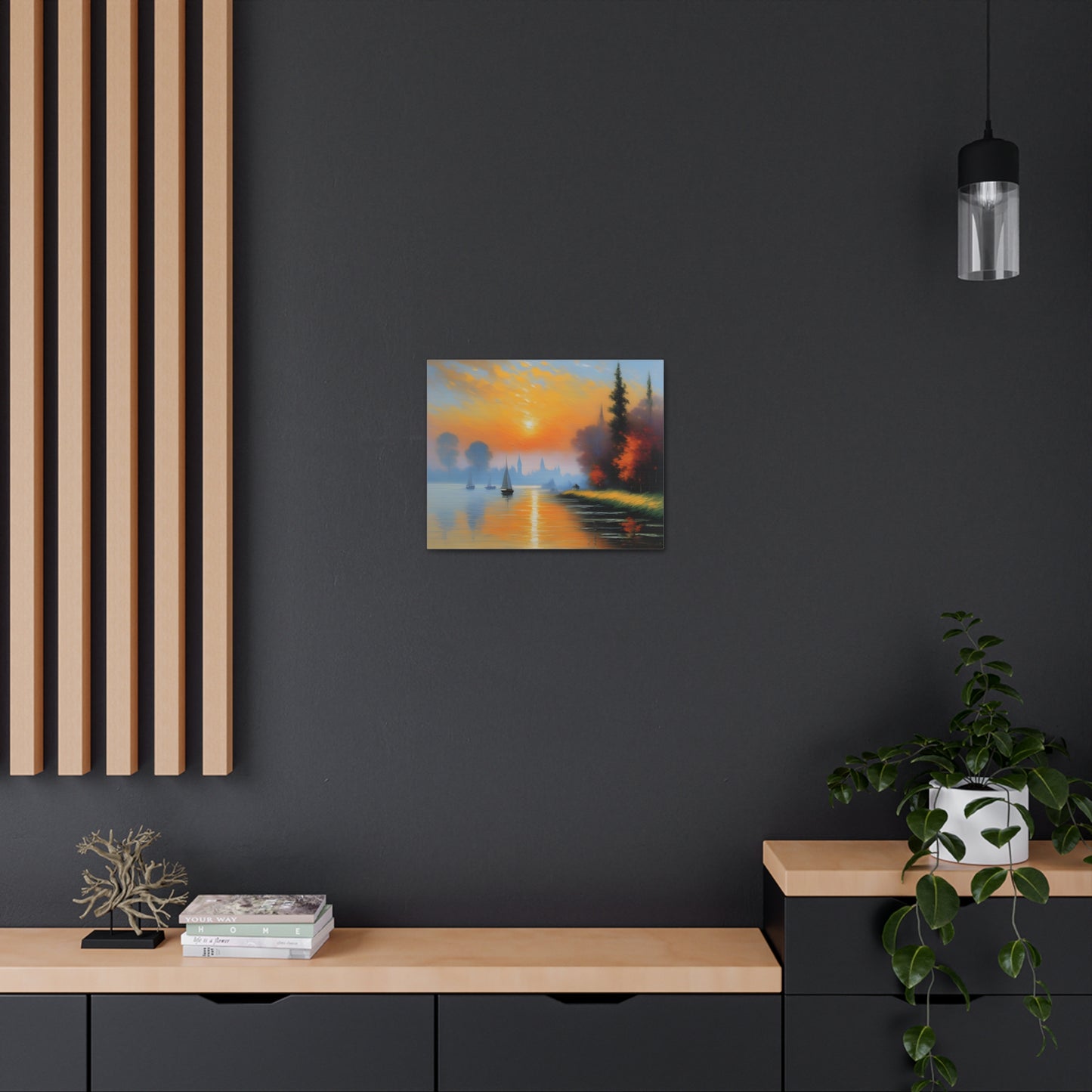 Lakeside Reflections: Classic Oil Painting Wall Décor