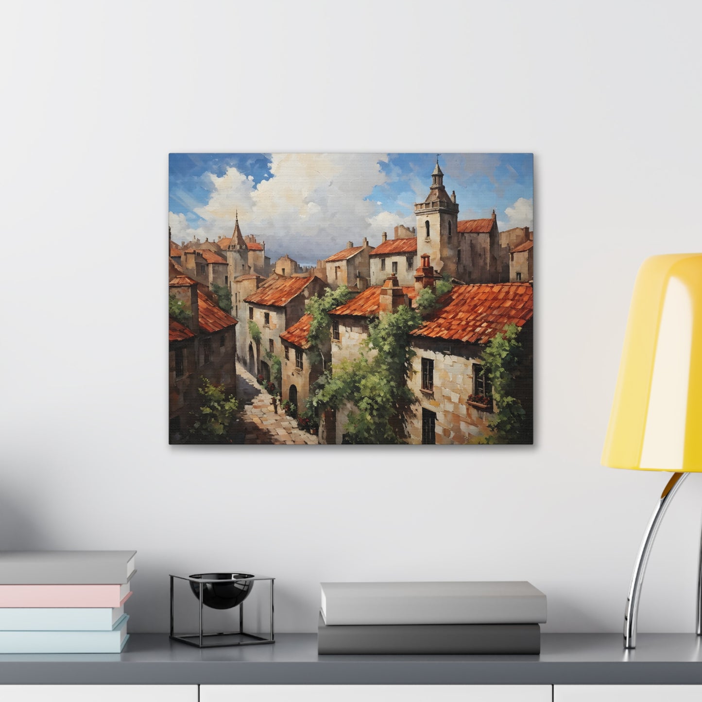 Aged Cityscape: Classic Oil Painting Wall Décor