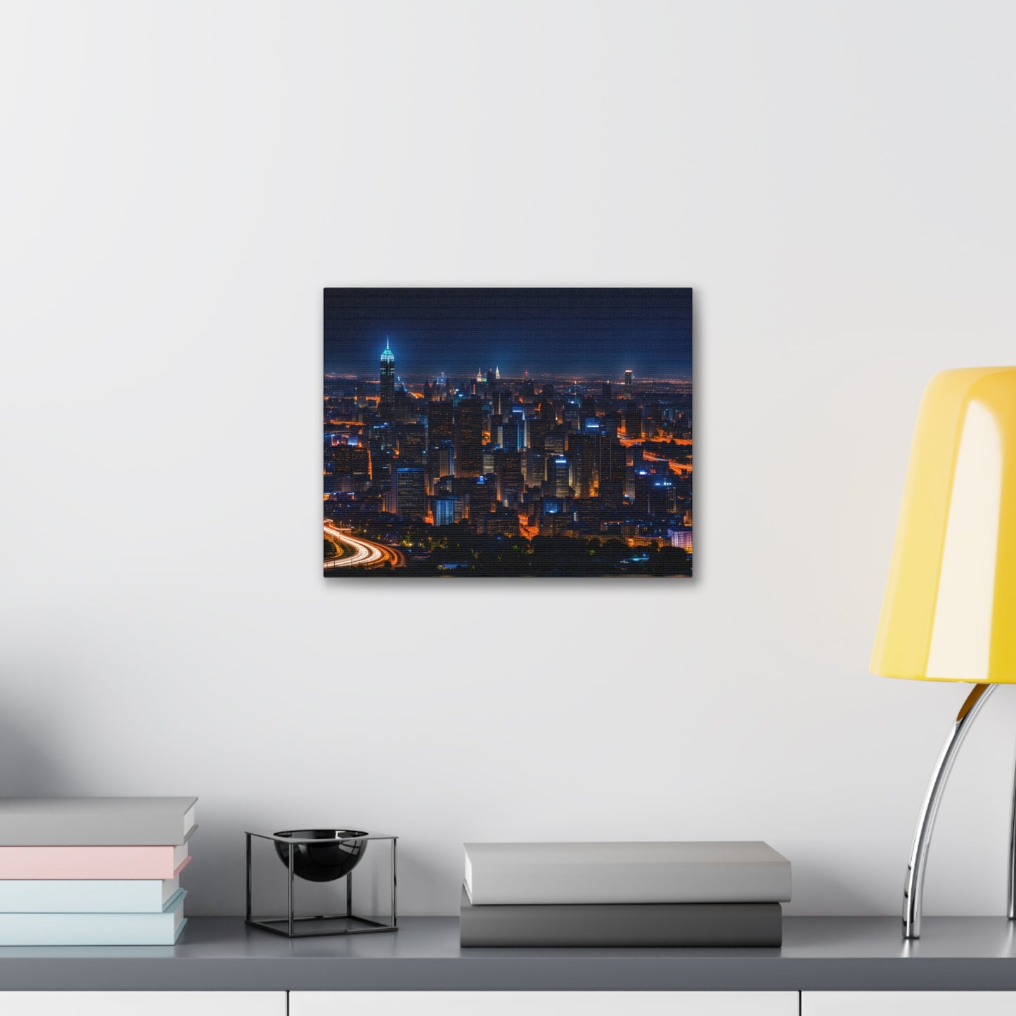 Nightfall Urban Tapestry: Cityscape Wall Décor