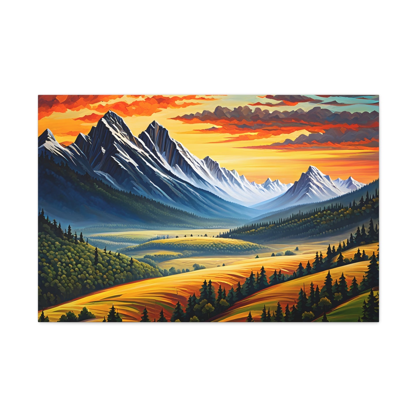 Mountain Echo: Classic Oil Painting Wall Décor