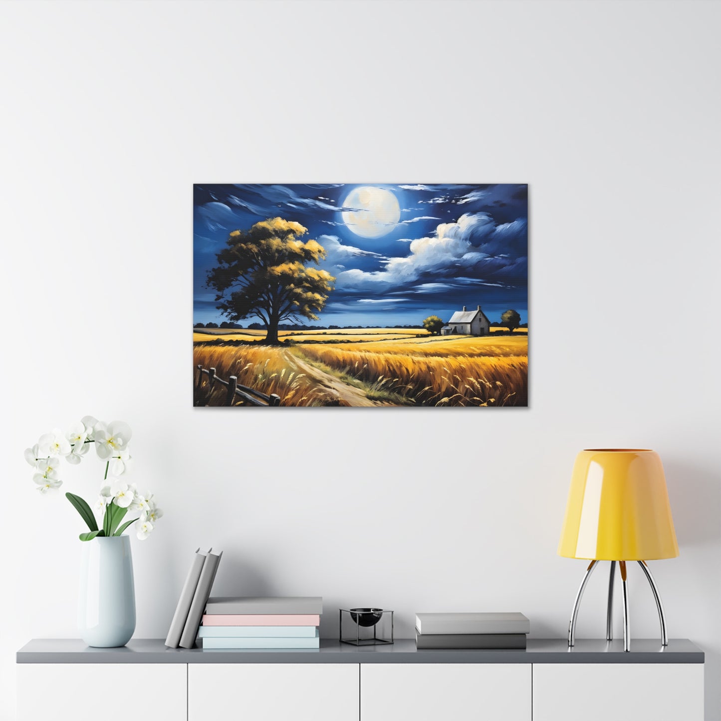 Moonlit Valley: Classic Oil Painting Wall Décor