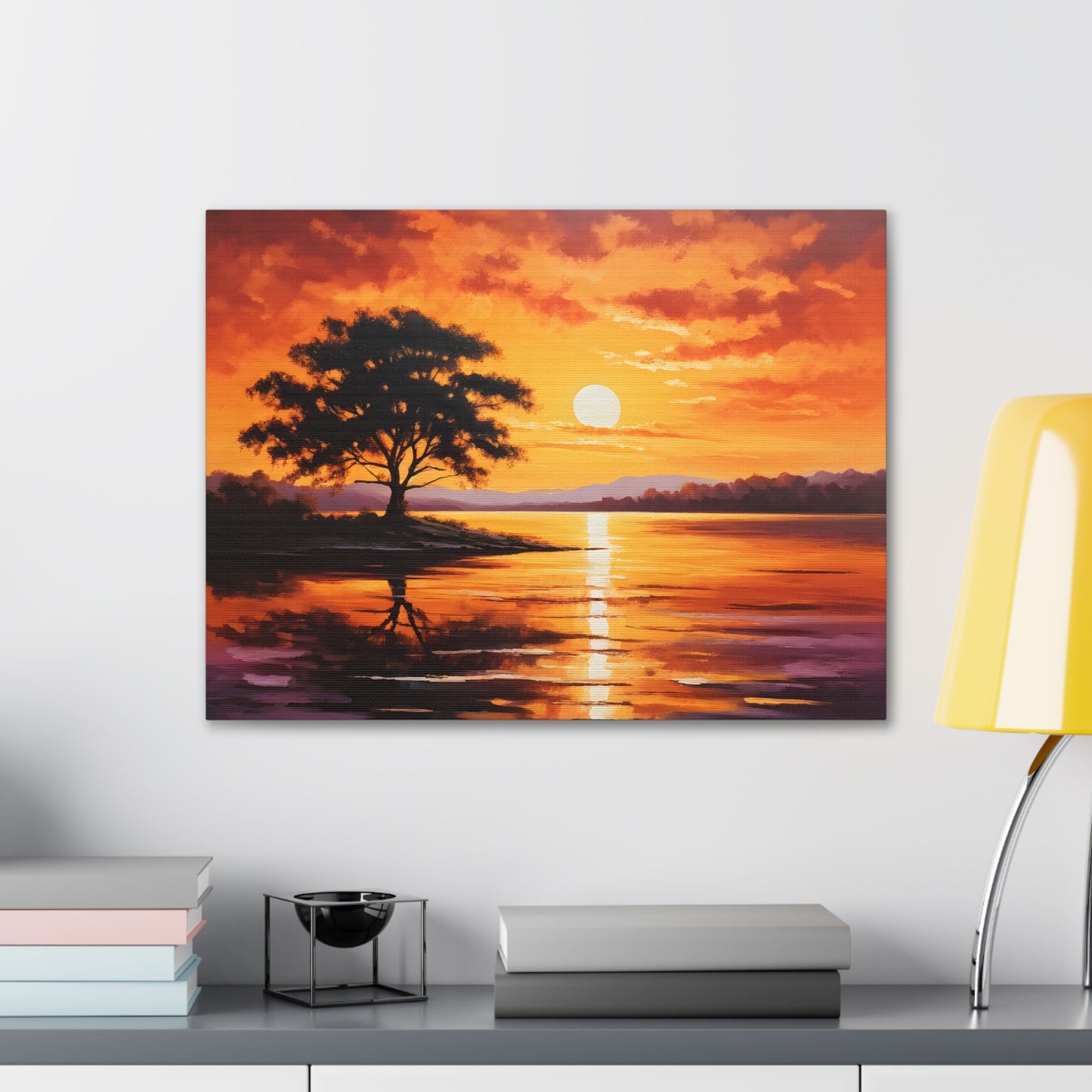 Sunset Cascade: Classic Oil Painting Wall Décor