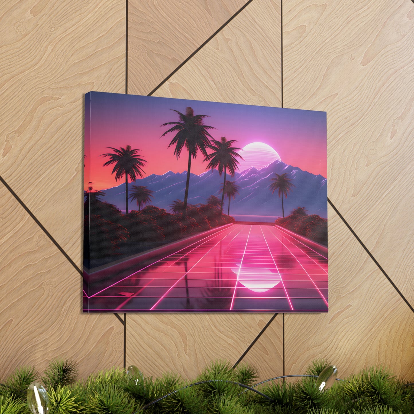 Retrowave Oasis: Outrun Wall Décor