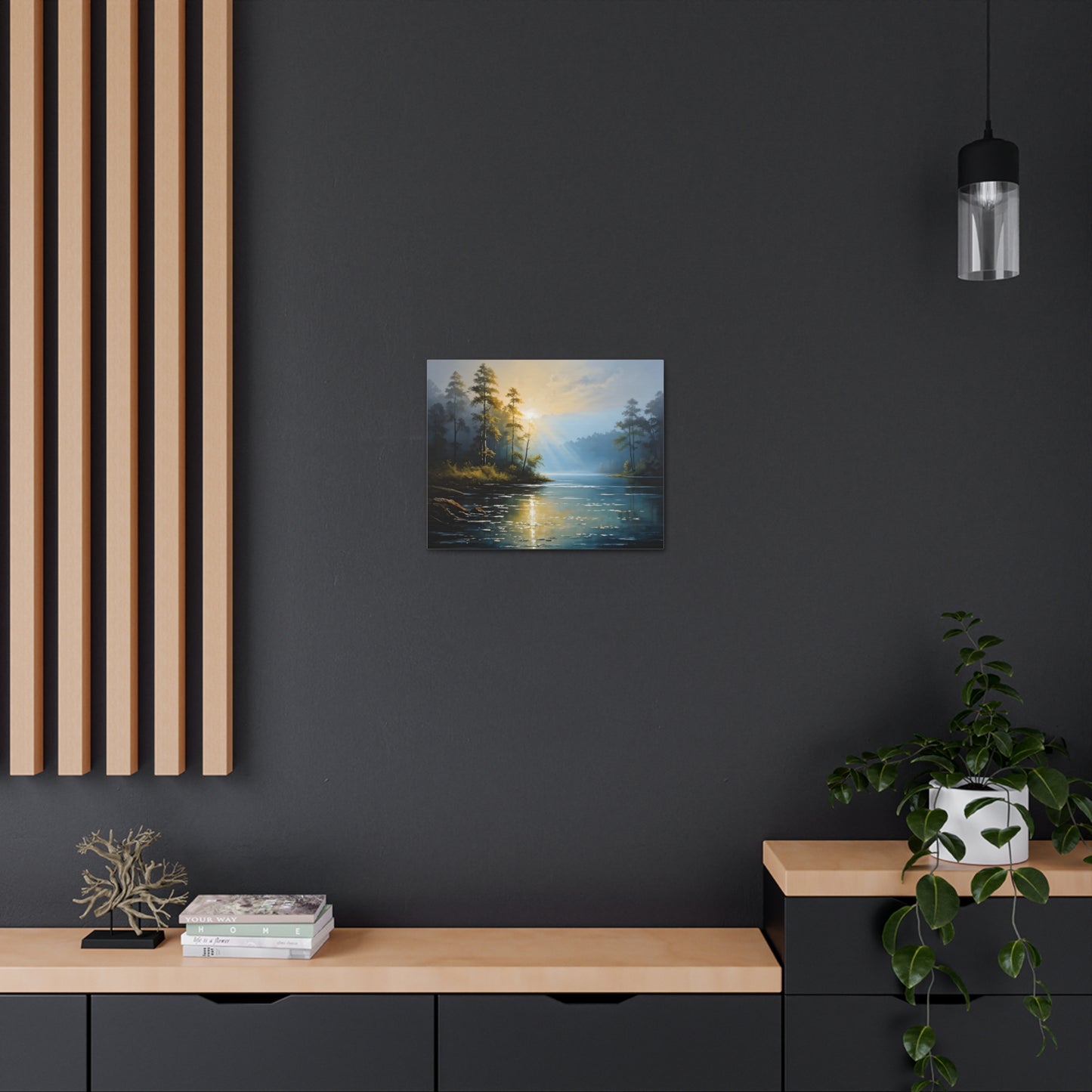 Foggy Lakeside: Classic Oil Painting Wall Décor