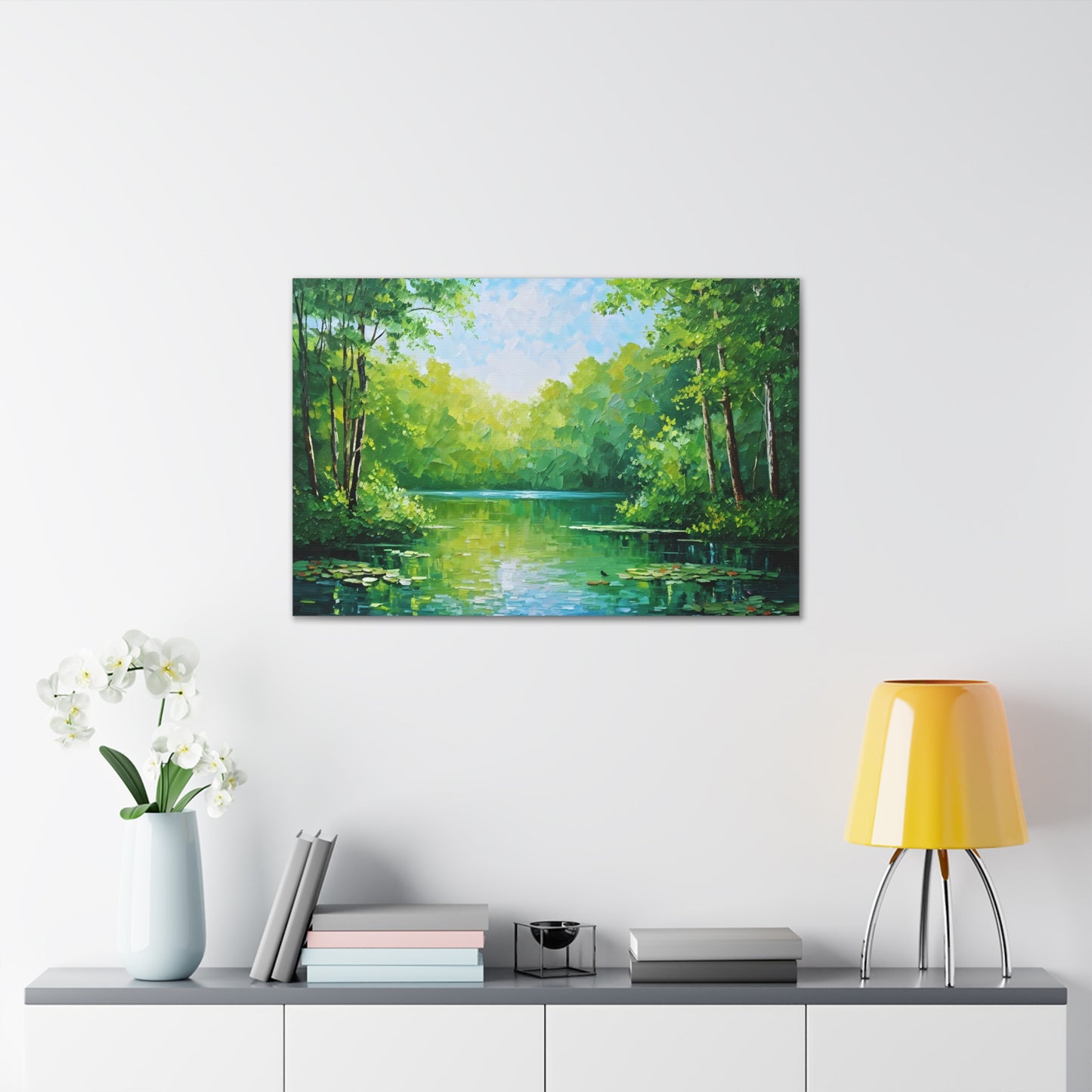 Serene Lagoon: Classic Oil Painting Wall Décor