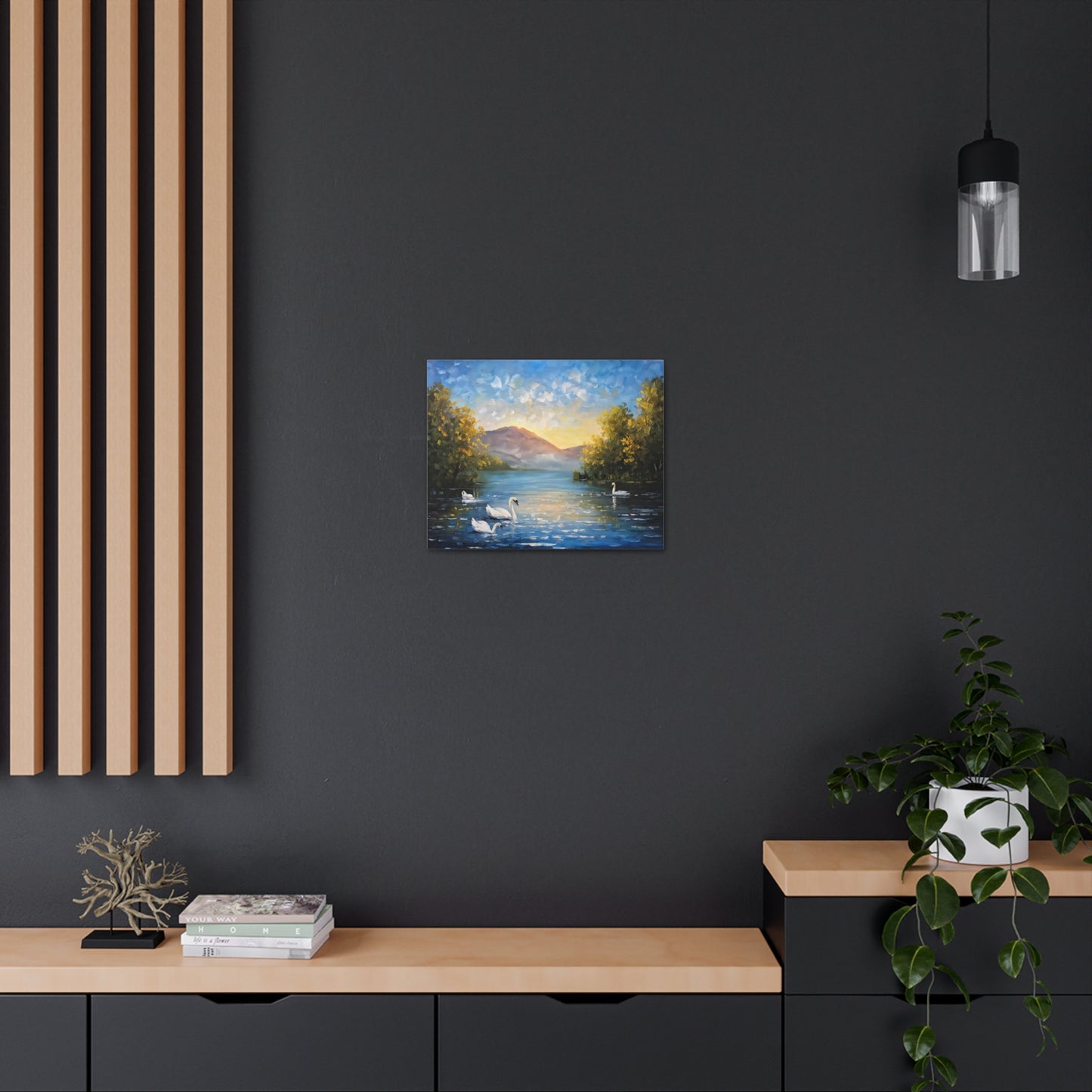 Gliding Swans: Classic Oil Painting Wall Décor