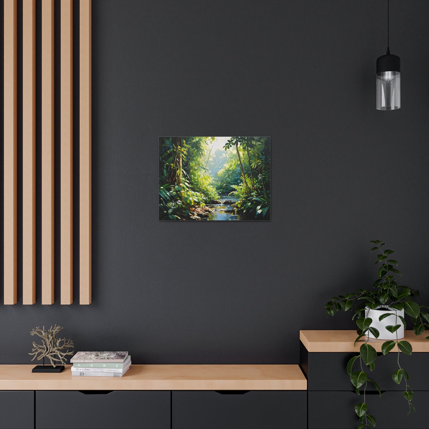 Verdant Stream: Classic Oil Painting Wall Décor