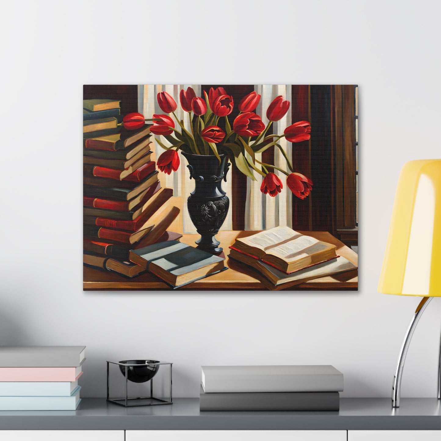 Drenched Tulips: Classic Oil Painting Wall Décor