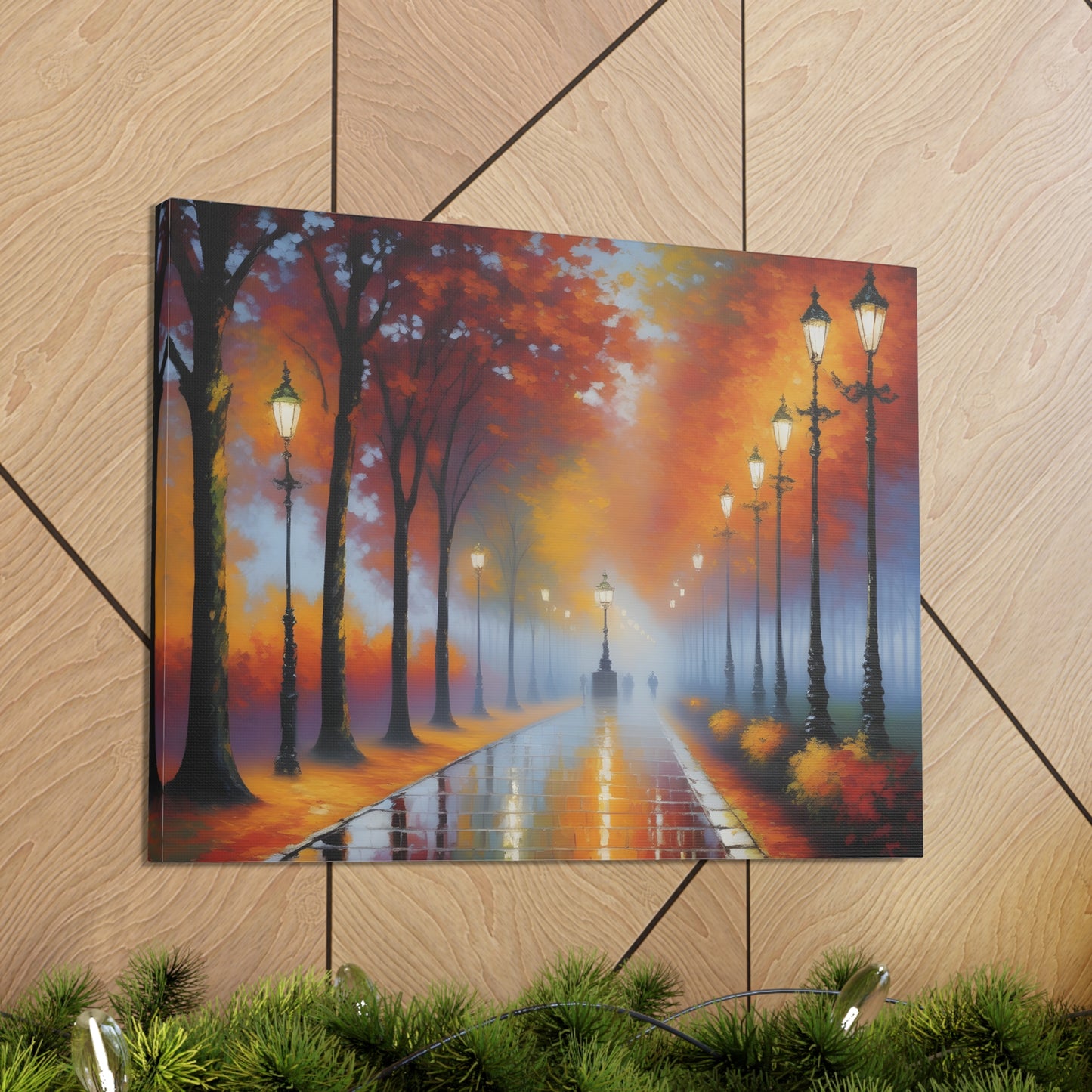 Lamp Post Serenity: Classic Oil Painting Wall Décor